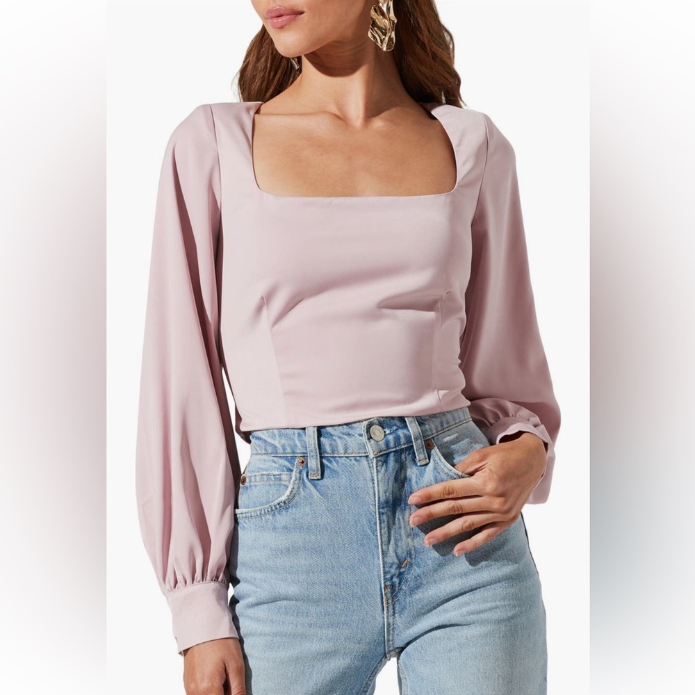 ASTR the Label Pink/Lilac Square Neck Top